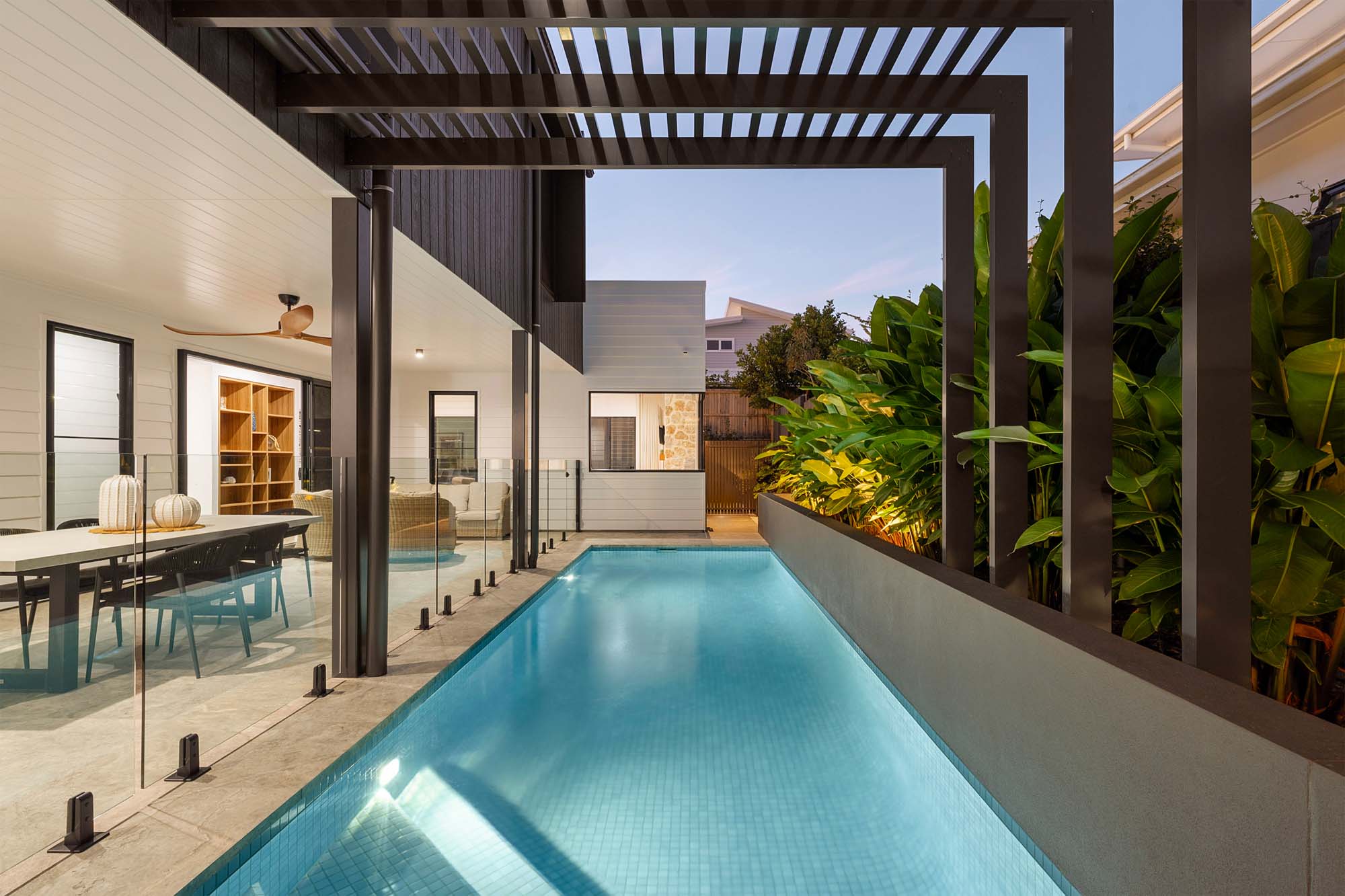 Newly built Outside pool area in Aureus estate, Skennars Head, near Lennox Head by Ballina residential builder MGM Construction